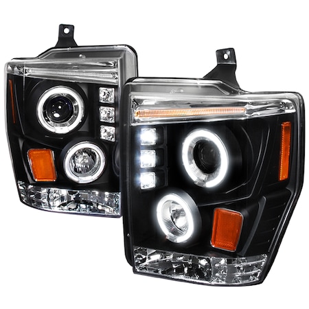 Spec-D Tuning 08-10 Ford F250 Halo LED Projector Black 2LHP-F25008JM-TM